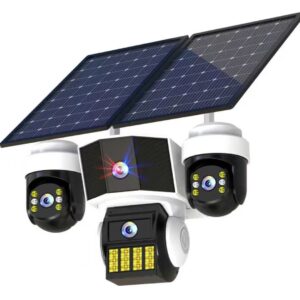 Cloud Eye Multi Lens Cctv Camera Solar 4g Sim Card Okampro IP66 Waterproof Cloud Storage Solar Camera 4g Tarjeta Sim